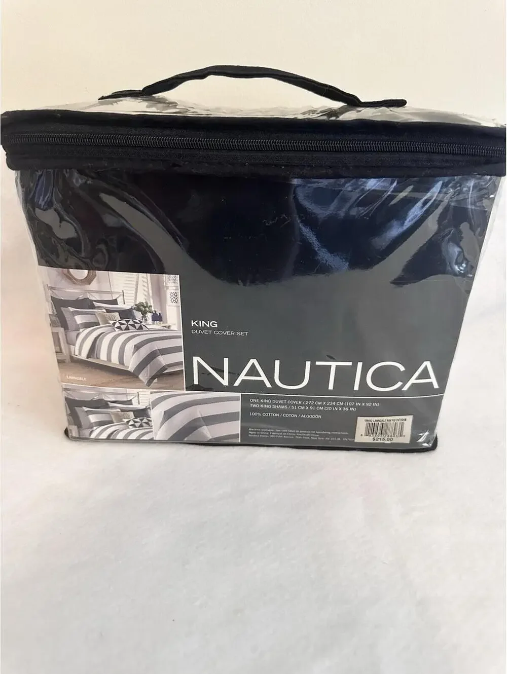 New - Nautica Lawndale Navy & White Duvet Cover Set - King